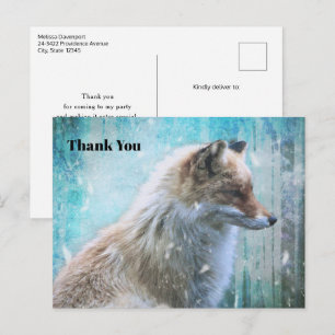 Carte Postale Cute Furry Fox sur Blue Grunge Arrière - plan Merc