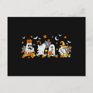 Carte Postale Cute Ghost Boire Café Halloween Fall Ghost Bo