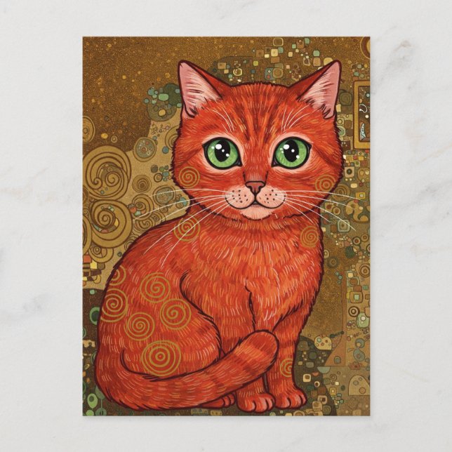 Carte postale Cute Ginger Cat Gustav Klimt (Devant)