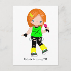 Carte Postale Cute Ginger Girl Rock Star Anniversaire