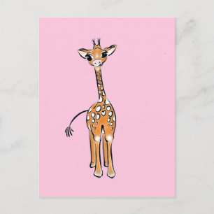 Carte Postale Cute Giraffe drawing, safari animals