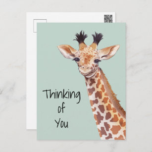 Carte Postale Cute Giraffe Penser À Vous