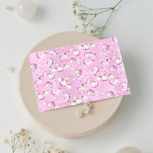 Carte Postale Cute Girl rose Unicorne Aquarelle arc-en-ciel