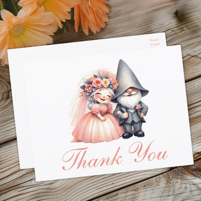 Carte Postale Cute Gnome Orange Mariage Merci Rustique Boho (Créateur téléchargé)