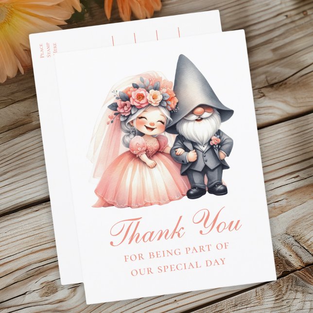 Carte Postale Cute Gnome Orange Mariage Merci Whimsical Boho (Créateur téléchargé)