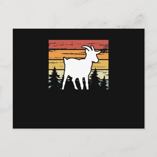 Carte Postale Cute goat on retro vintage (Devant)