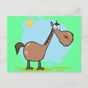 Carte Postale Cute Goofy Cheval Cartoon Brown