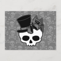 Cute Goth Crâne avec Rose de chapeau supérieur