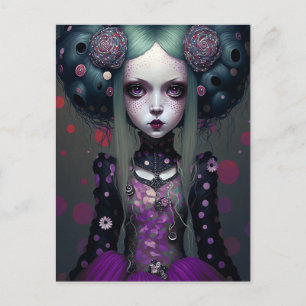 Carte Postale Cute Goth Girl Purple Black Imaginaire Art