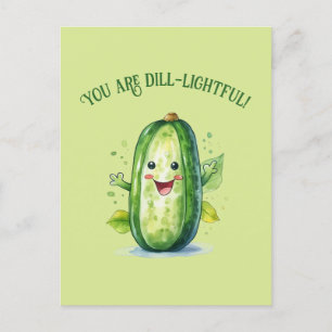 Carte Postale Cute Green Cartoon Pickle