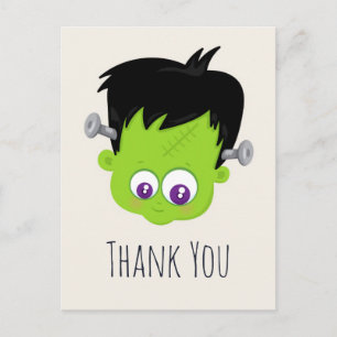 Carte Postale Cute Green Frankenstein Monster face Merci