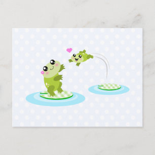 Carte Postale Cute grenouilles - kawaii mère et enfant grenouill