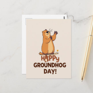 Carte Postale Cute Groundhog Illustration Classic Groundhog Day