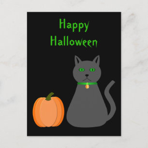 Carte Postale Cute Halloween Chat et Citrouille Personnalisé
