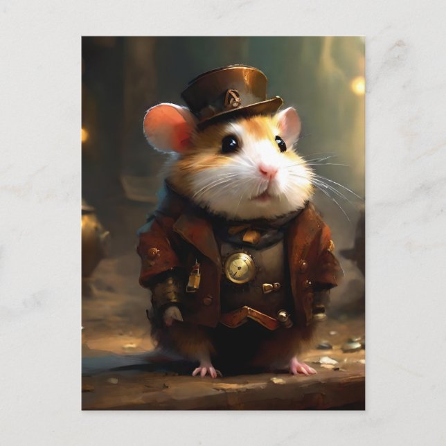Carte Postale Cute Hamster Steampunk (Devant)