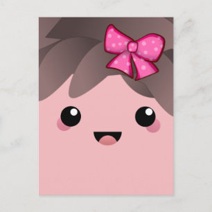 Carte Postale Cute happy face kawaii Japanese cartoon doll rose