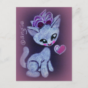 Carte Postale Cute Happy Love Kitty