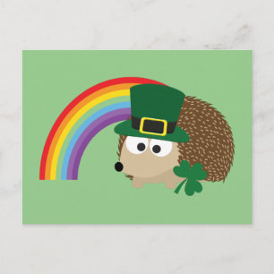 Carte Postale Cute Hedgehog Leprechaun