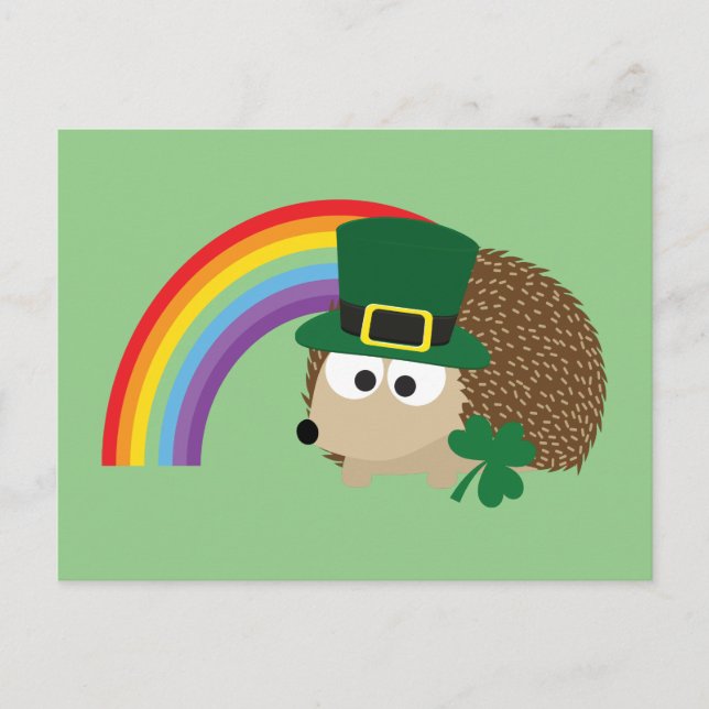 Carte Postale Cute Hedgehog Leprechaun (Devant)