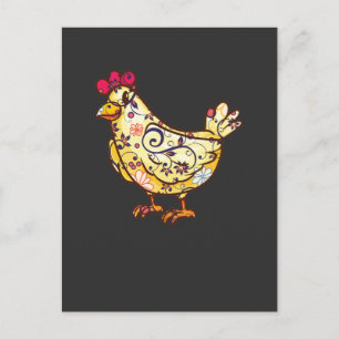 Carte Postale Cute Hen Farming Lover Flower Mom Farm Chicken Hen
