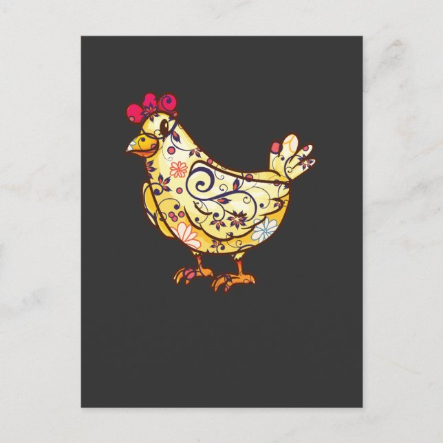 Carte Postale Cute Hen Farming Lover Flower Mom Farm Chicken Hen (Devant)