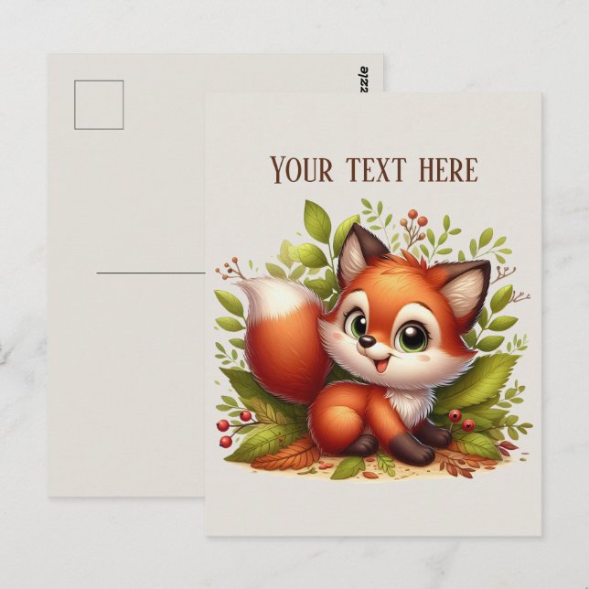Carte Postale Cute hiking fox lovers customizable  (Devant / Derrière)