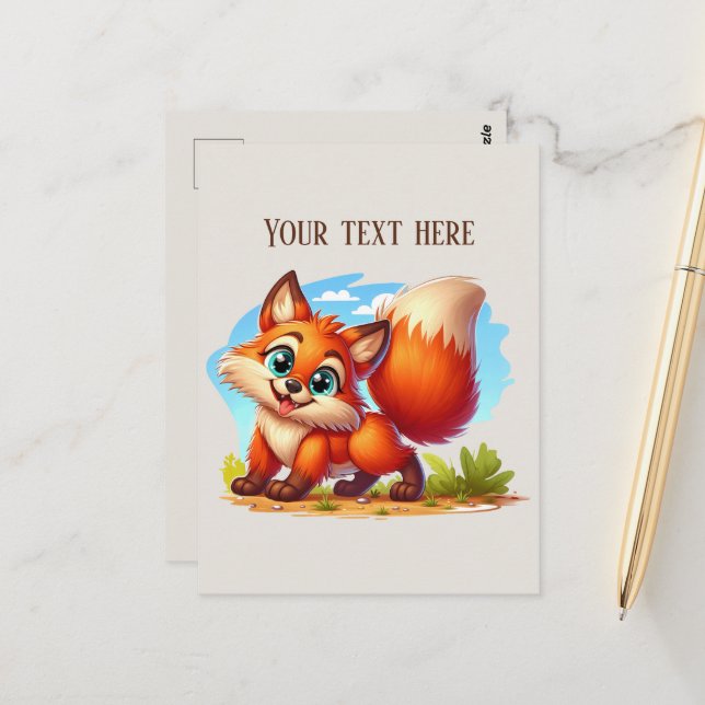 Carte Postale Cute hiking fox lovers customizable (Devant/Arrière en situation)