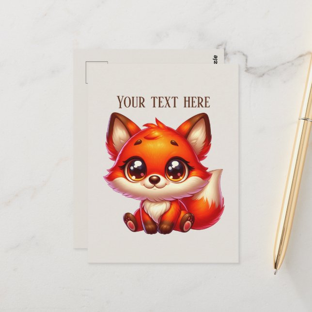 Carte Postale Cute hiking fox lovers customizable  (Devant/Arrière en situation)