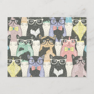 Carte Postale Cute Hipster Chats Motif