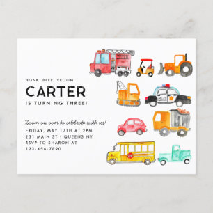 Carte Postale Cute Honk Beep Vroom Anniversaire de enfant du tra