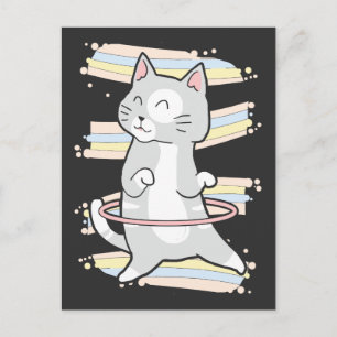 Carte Postale Cute Hula Hoop Kitty Danser Chat Danse Amant