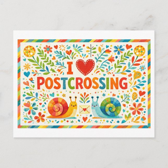 Carte Postale Cute "I Heart Postcrossing" Postcard (Devant)