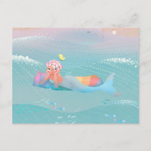 Carte Postale Cute illustration of mermaids' day on the Beach