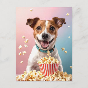 Carte Postale Cute Jack Russell Terrier Avec Popcorn