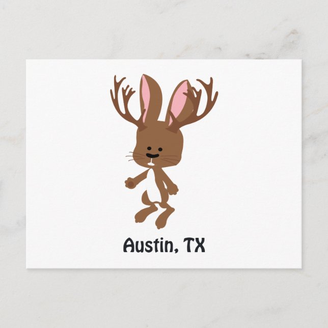 Carte Postale Cute Jackalope - Austin, Texas (Devant)