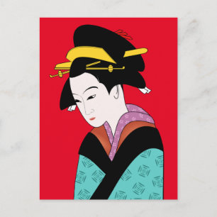 Carte Postale Cute Japonaise Geisha