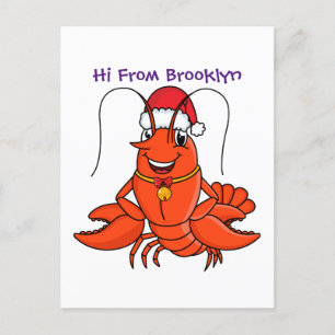 Carte Postale Cute joyeux homard portant le dessin du casquette 