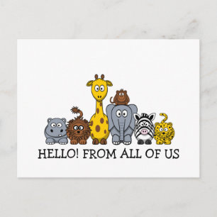 CARTE POSTALE CUTE JUNGLE ANIMALS ADD YOUR TEXT