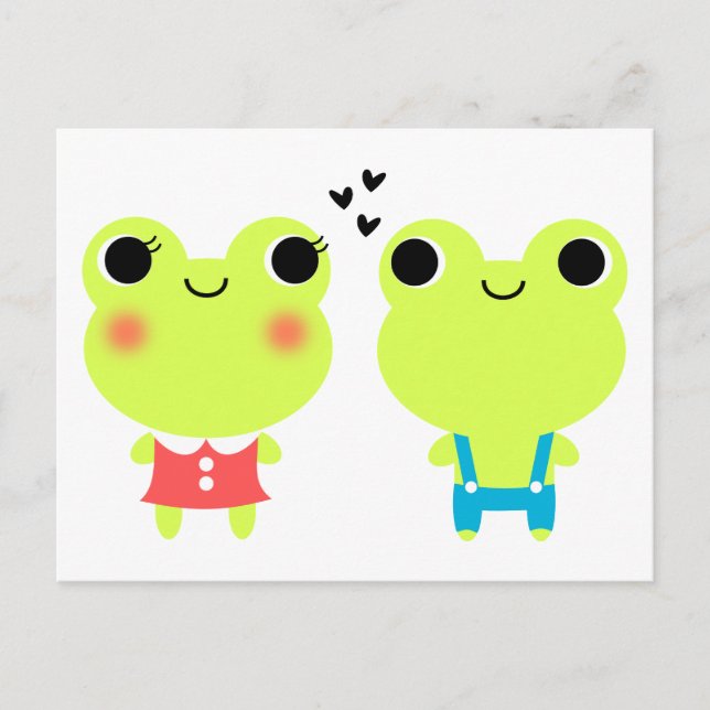 Carte postale Cute Kawaii Cartoon Frog Valentines (Devant)