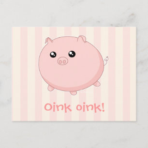 Carte Postale Cute Kawaii chubby porc rose