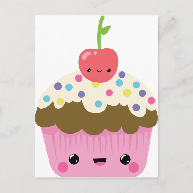 Carte Postale Cute Kawaii Cupcake (Devant)
