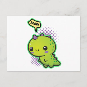 Carte Postale Cute Kawaii Dinosaur