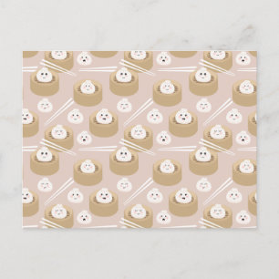 Carte Postale Cute Kawaii Dumplings Baguettes en vapeur