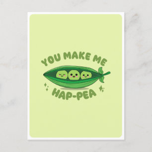 Carte Postale Cute Kawaii Green Peas Veggie Food Pun Lotion