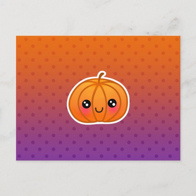 Carte Postale Cute Kawaii Halloween Dessin Citrouille (Devant)