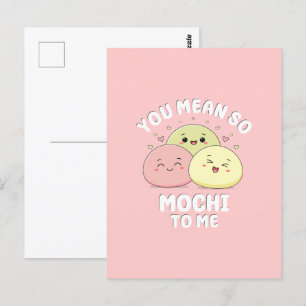 Carte Postale Cute Kawaii Mochi Food Pun Pastel Pink Love Citati