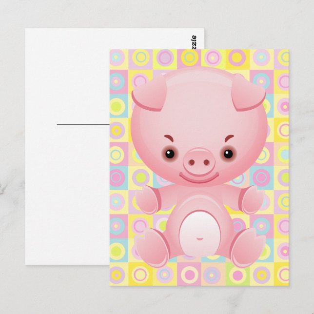 Carte Postale Cute Kawaii PINK Motif PostCARD (Devant / Derrière)