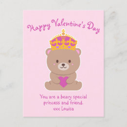 Carte Postale Cute Kawaii Pink Royal Beary Special Princesse