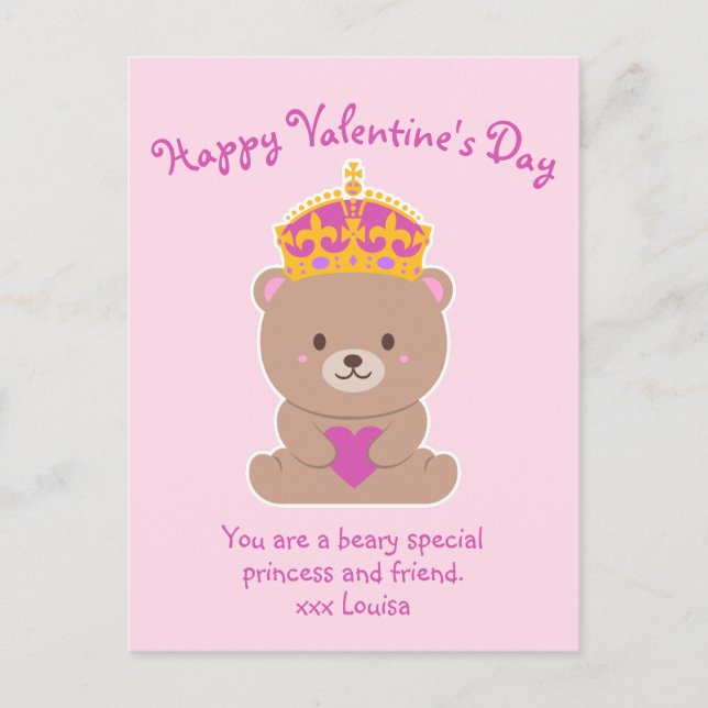 Carte Postale Cute Kawaii Pink Royal Beary Special Princesse (Devant)