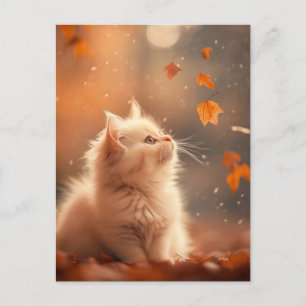 Carte Postale Cute Kitten Automne